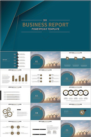 ��ɫ������ҵ�����㱨�ܽ�PPTģ�� pptx