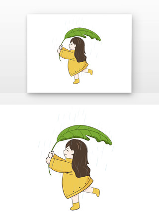 举着树叶的儿童 举着树叶的儿童