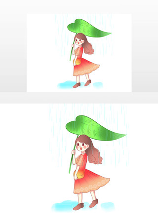 下雨天打树叶的儿童 下雨天打树叶的儿童