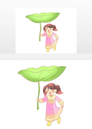 举着树叶的儿童 举着树叶的儿童