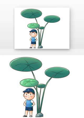 植物和男孩手绘素材 植物和男孩手绘素材