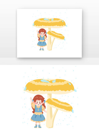 蘑菇和女孩插画 蘑菇和女孩插画