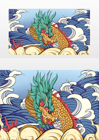 龙抬头龙国潮插画 龙抬头龙国潮插画