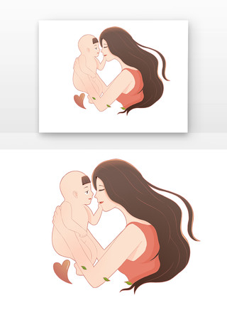 母亲抱婴儿手绘卡通元素 母亲抱婴儿手绘卡通元素
