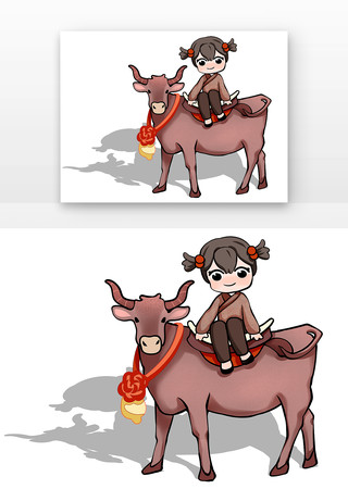 牧童女人物插画 牧童女人物插画