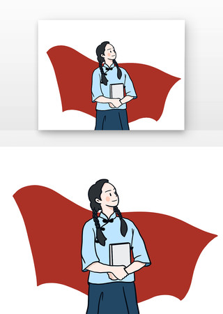 五四青年女孩人物插图 五四青年女孩人物插图