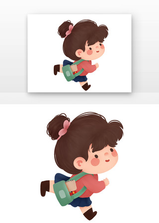 可爱卡通奔跑书包女孩 可爱卡通奔跑书包女孩