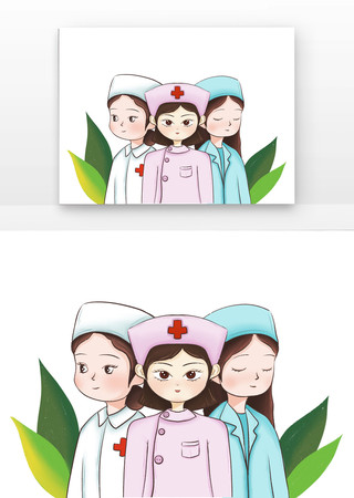 三位女护士人物卡通