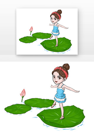 儿童在荷花上 儿童在荷花上