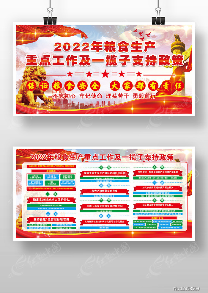 国家粮食生产安全党建宣传栏展板版面
