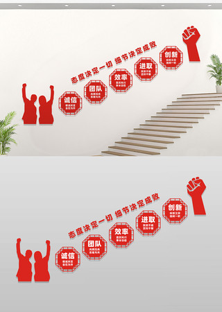 企业楼梯励志标语文化墙 CDR