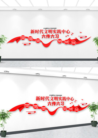 新时代文明实践中心六传六习文化墙 新时代文明实践中心六传六习文化墙