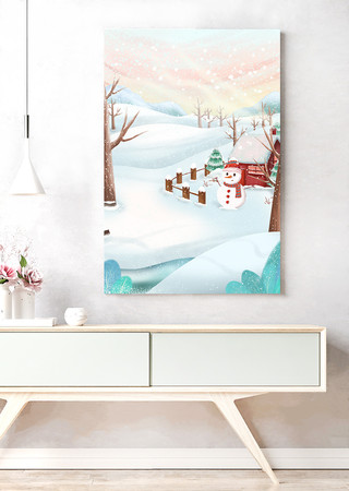 冬天雪地小屋装饰画 冬天雪地小屋装饰画