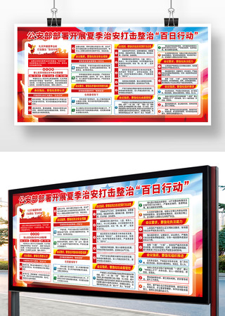 夏季治安打击整治百日行动展板