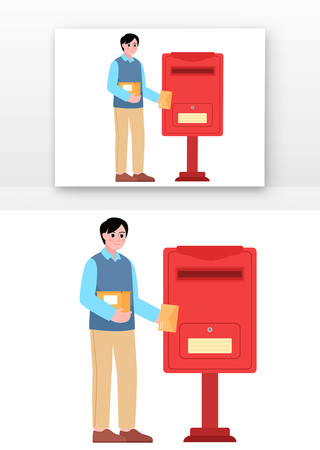 男孩在邮箱寄信 男孩在邮箱寄信