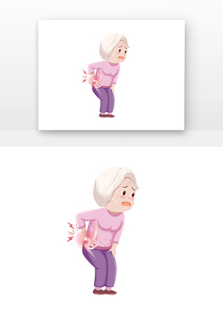 手绘骨质增生人物老人