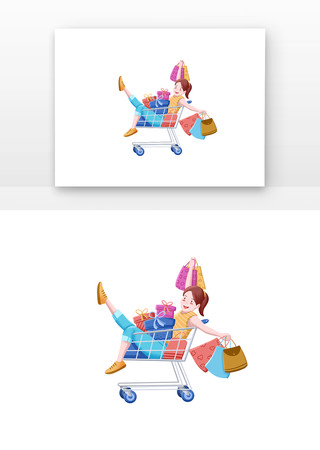 购物节坐购物车里人物 购物节坐购物车里人物