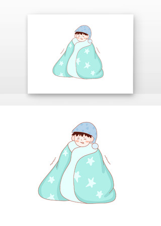 寒冷冬天人物裹被子 寒冷冬天人物裹被子