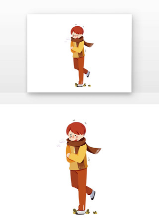 手绘冬天人物寒冷穿着衣服 手绘冬天人物寒冷穿着衣服