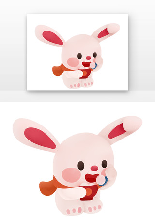 吃汤圆兔子手绘卡通 吃汤圆兔子手绘卡通