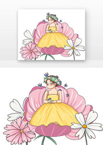 花卡通花朵元素鲜花png素材