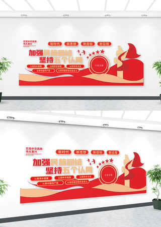 民族团结五个认同文化墙 民族团结五个认同文化墙