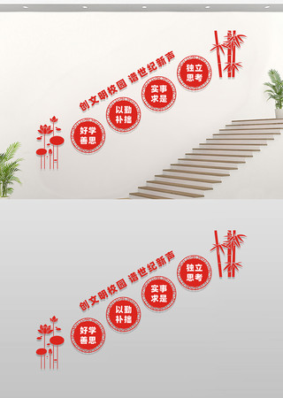 学校楼梯文化墙设计 CDR