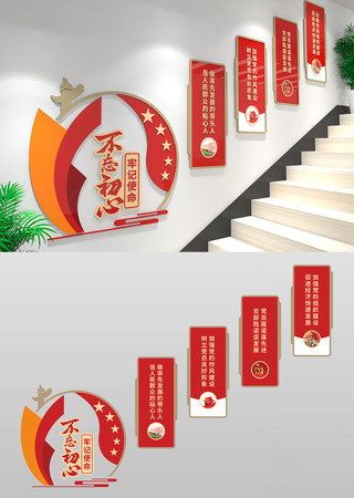 不忘初心标语党建楼梯文化墙 不忘初心标语党建楼梯文化墙