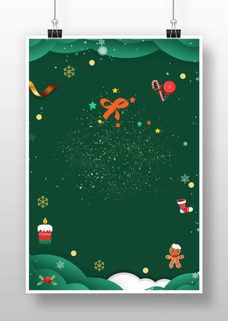 圣诞配件绿色背景图 圣诞配件绿色背景图