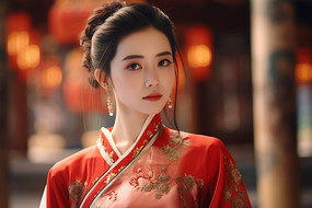 һ�����ź�ɫ�·����й�Ů�Բ�ͼ�ز�