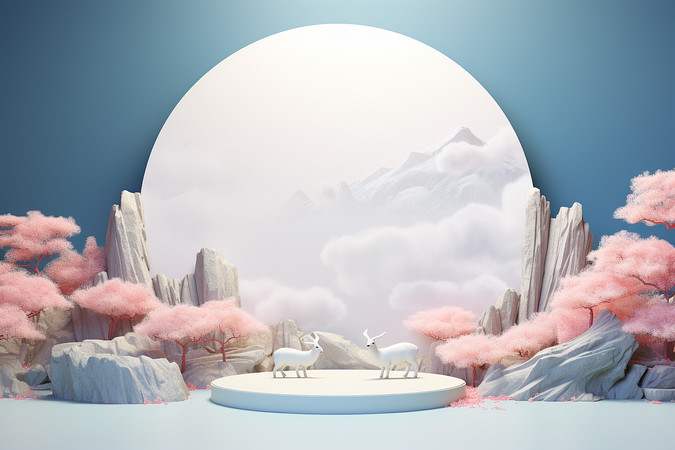 ��ɫ��Լͨ�ô�������չʾ̨�ز� PNG