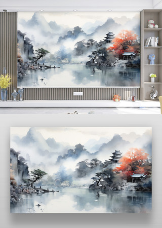 意境水墨山水电视背景墙 意境水墨山水电视背景墙