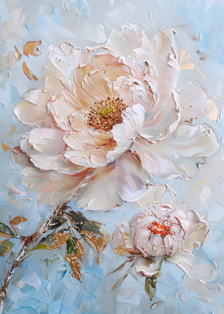 牡丹花花朵油画装饰画客厅挂画