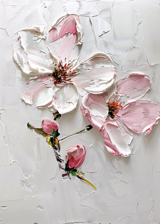 粉色花朵油画装饰画挂画