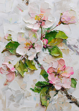 粉色花朵油画装饰画挂画