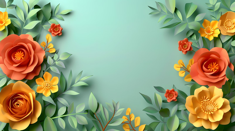 简约小清新花朵边框素材图AI图 简约小清新花朵边框素材图AI图