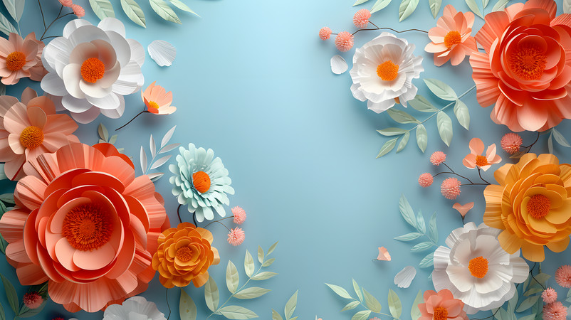 小清新立体花朵边框素材图AI图 小清新立体花朵边框素材图AI图