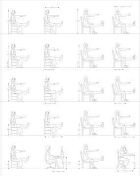 座着人物人体工程学CAD图库
