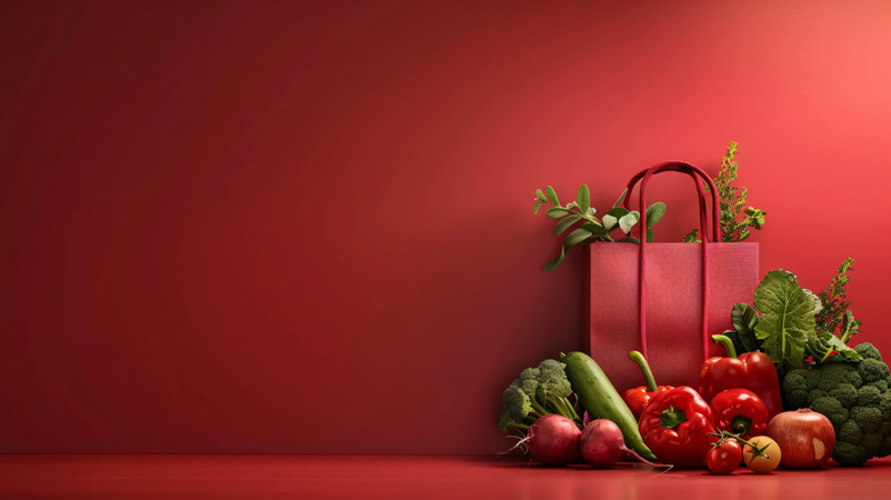 红色背景果蔬图片 红色背景果蔬图片