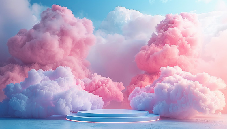 云朵电商展示台背景素材图AI图 云朵电商展示台背景素材图AI图