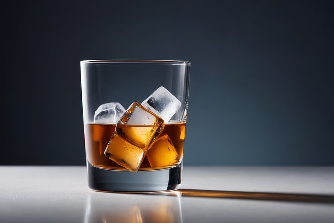 一杯侧面有冰的威士忌高清图片 一杯侧面有冰的威士忌高清图片