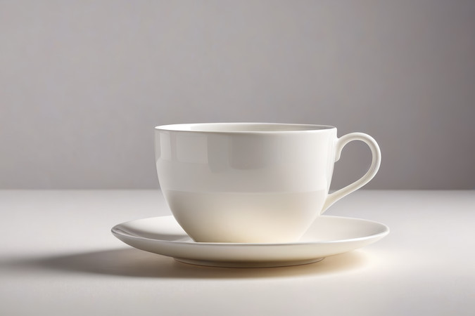 白色桌子上的白色杯子和碟子高清图片 白色桌子上的白色杯子和碟子高清图片