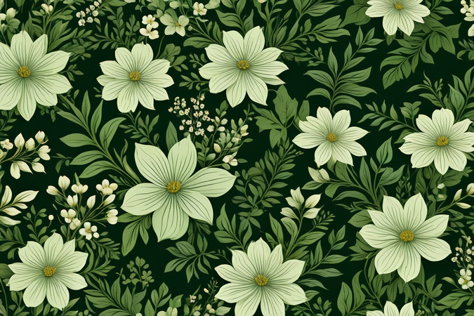 绿色和白色的花卉图案花朵特写高清背景图片 绿色和白色的花卉图案花朵特写高清背景图片