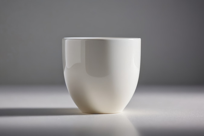 桌子上放着一个白色的杯子上面有阴影图片 桌子上放着一个白色的杯子上面有阴影图片