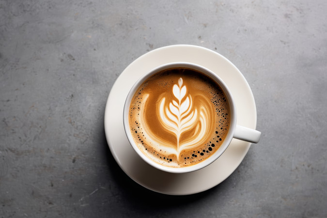 一杯咖啡上面有一片叶子图片 一杯咖啡上面有一片叶子图片
