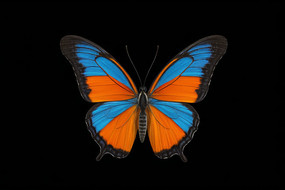 蝴蝶特写翅膀是蓝色和橙色的图片