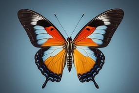 蓝色背景上一只蝴蝶高清图片