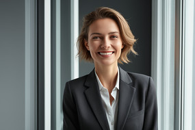 ���ź�ɫ��װ��΢ЦŮ��վ�ڴ�ǰ����ͼƬ