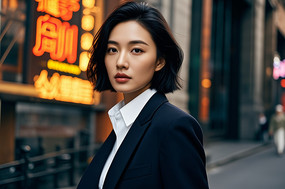 һ��������װ��Ů��վ�ڳ��нֵ��ϸ���ͼƬ