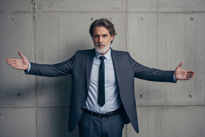 穿着西装系着领带站在墙上的男子被抓获图片 穿着西装系着领带站在墙上的男子被抓获图片